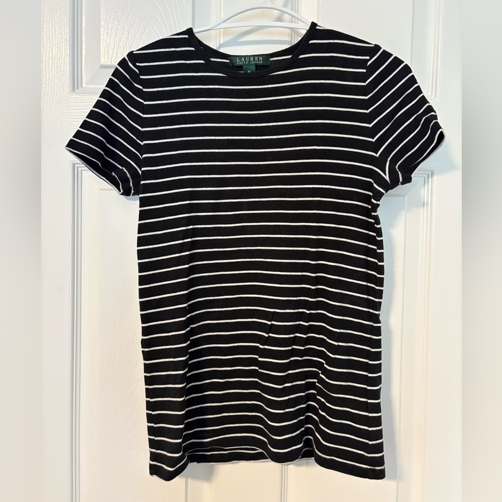 Ralph Lauren Black and White Striped T-Shirt